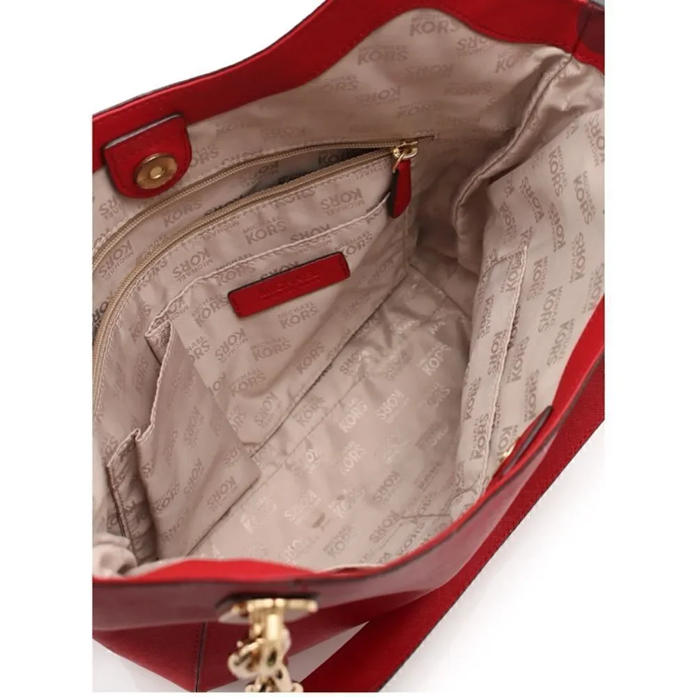 Michael Kors Lilly Red  Saffiano Leather Medium Tote